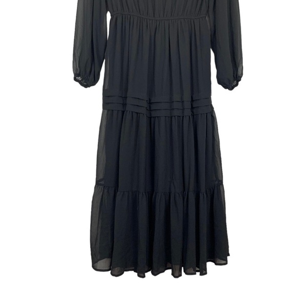 RUSTTYDUSTTY Black Tiered Sheer Long Sleeve Polyester Chiffon Dress Medium NEW - Picture 5 of 11